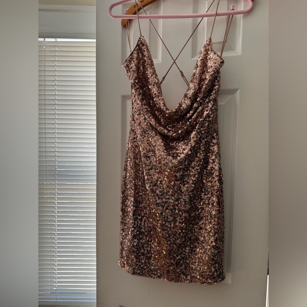 Miss Avenue Rose Gold Sequin Mini Dress